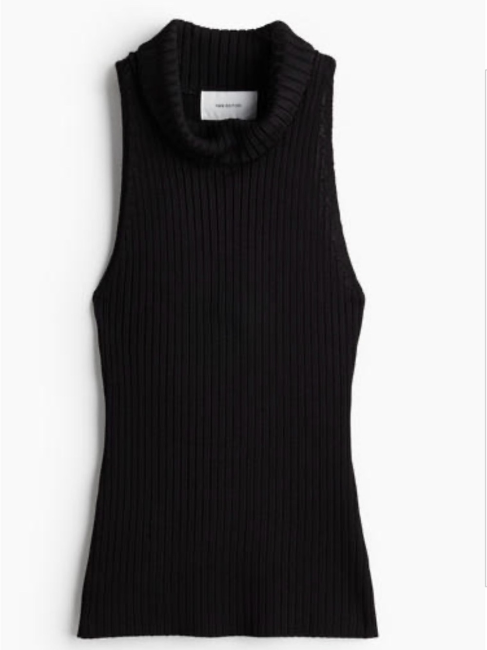 Sleeveless Ribbed Turtleneck Sweater Top - Black